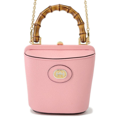 GUCCI Bamboo Bucket 2-Way Shoulder Bag Pink616436 Leather Size Mini