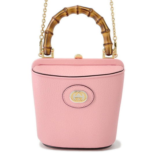 GUCCI Bamboo Bucket 2-Way Shoulder Bag Pink616436 Leather Size Mini