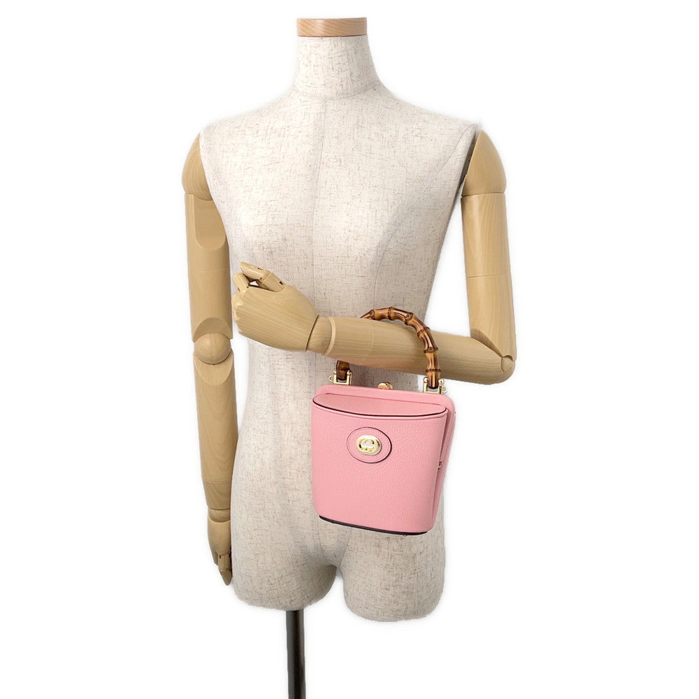 GUCCI Bamboo Bucket 2-Way Shoulder Bag Pink616436 Leather Size Mini