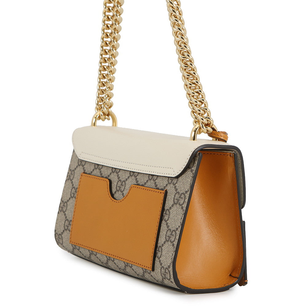 GUCCI GG Supreme Padlock Shoulder Beige/Mustard/Ivory409487 GG Supreme Leather Size Small