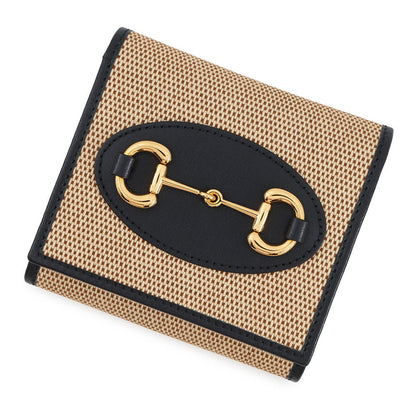 GUCCI Horsebit 1955 Wallet Beige/Navy621891 Canvas/Leather