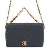 CHANEL Matelasse Full Flap ChainShoulder Bag Navy/PinkAS1977 Caviar Leather
