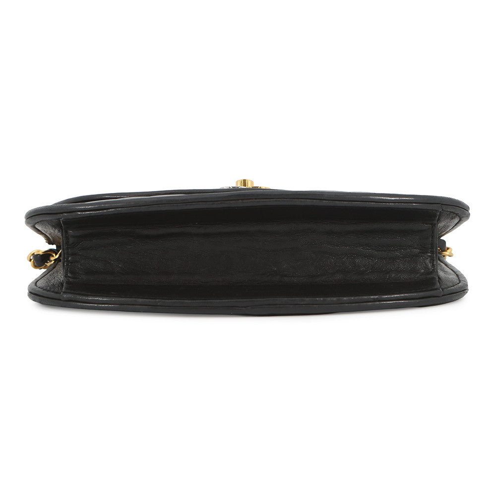 CHANEL Paris Exclusive Matelasse Fan-Shaped Single-Flap Chain Shoulder Bag Black Lambskin