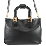 FENDI FF Tote 2WAY Bag Black8BH367 Leather Size Small