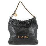CHANEL CHANEL 22 Chain Shoulder Bag BlackAS3260 Shiny Calf Leather Size Small