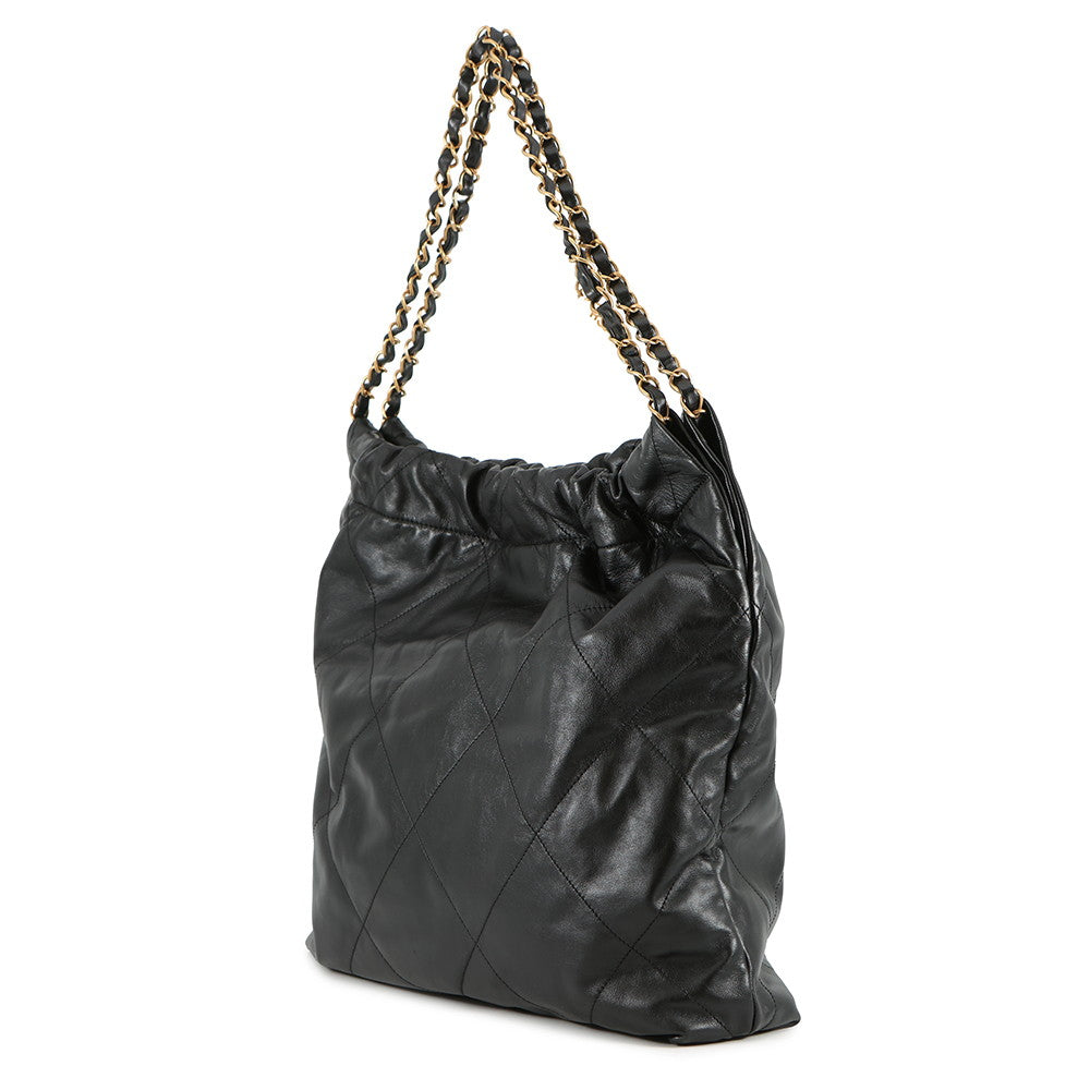CHANEL CHANEL 22 Chain Shoulder Bag BlackAS3260 Shiny Calf Leather Size Small