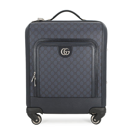 GUCCI Cabin Trolley GG Supreme Carry Bag Navy/Black693646 PVC Leather