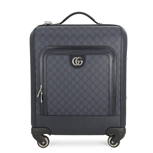 GUCCI Cabin Trolley GG Supreme Carry Bag Navy/Black693646 PVC Leather