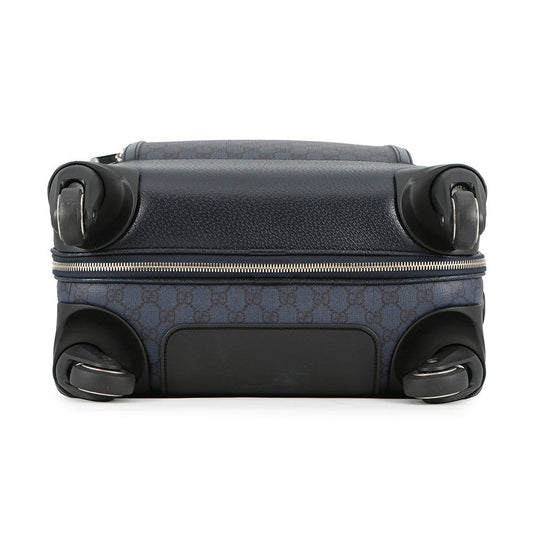 GUCCI Cabin Trolley GG Supreme Carry Bag Navy/Black693646 PVC Leather