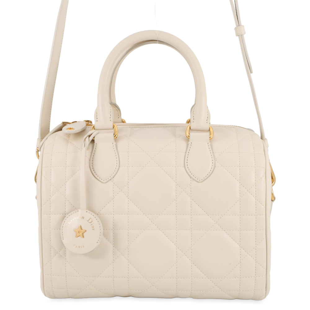 Dior Groove 25 Macrocannage 2-Way Bag IvoryM1365UBOL Calf Leather Size Medium