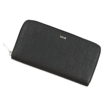 Dior Oblique Galaxy Leather Round Zip Wallet Black2ESBC252VPD Leather