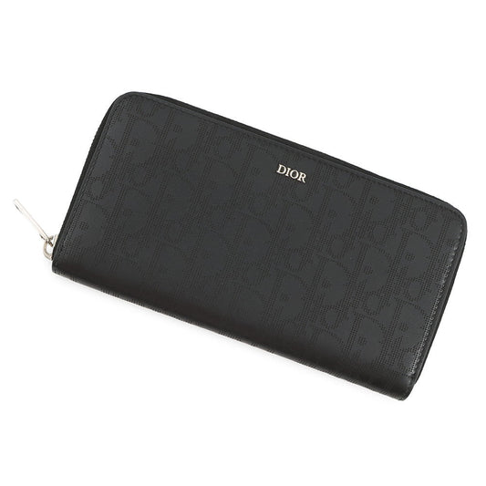 Dior Oblique Galaxy Leather Round Zip Wallet Black2ESBC252VPD Leather