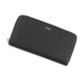 Dior Oblique Galaxy Leather Round Zip Wallet Black2ESBC252VPD Leather