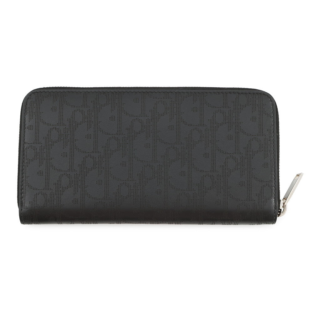 Dior Oblique Galaxy Leather Round Zip Wallet Black2ESBC252VPD Leather