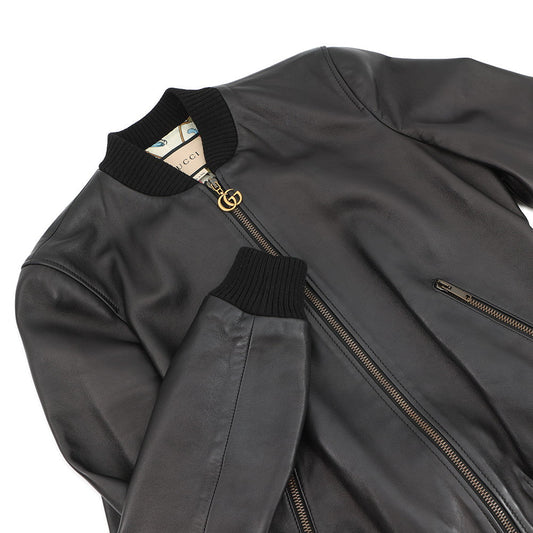 GUCCI Blouson Size 36 Black659238 Exterior Lambskin?Lining Silk100%