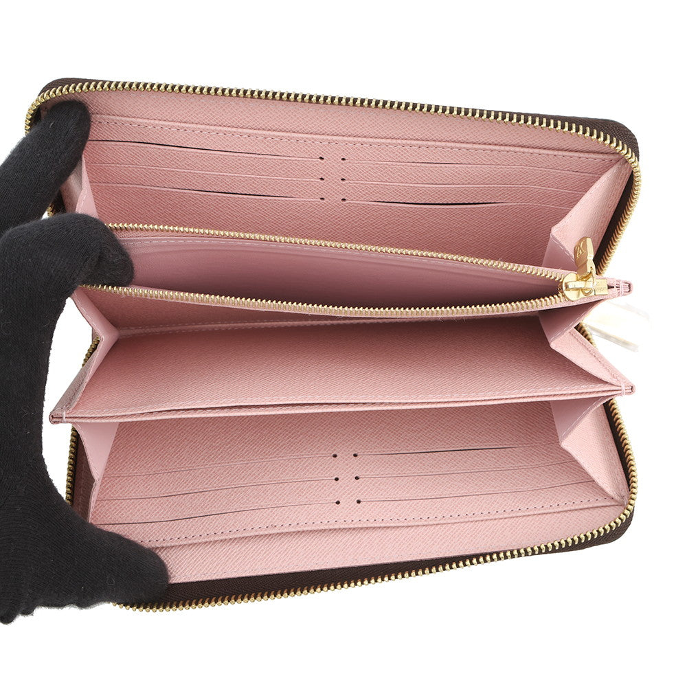 LOUIS VUITTON Zippy Wallet Rose BallerineN60046 Damier Ebene Canvas