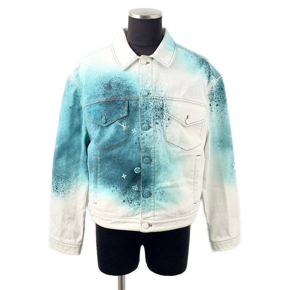 LOUIS VUITTON Spray Denim Jacket Size 48 Blue/WhiteRM231M U14 HOA10W Cotton100%