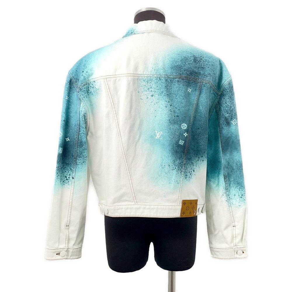 LOUIS VUITTON Spray Denim Jacket Size 48 Blue/WhiteRM231M U14 HOA10W Cotton100%