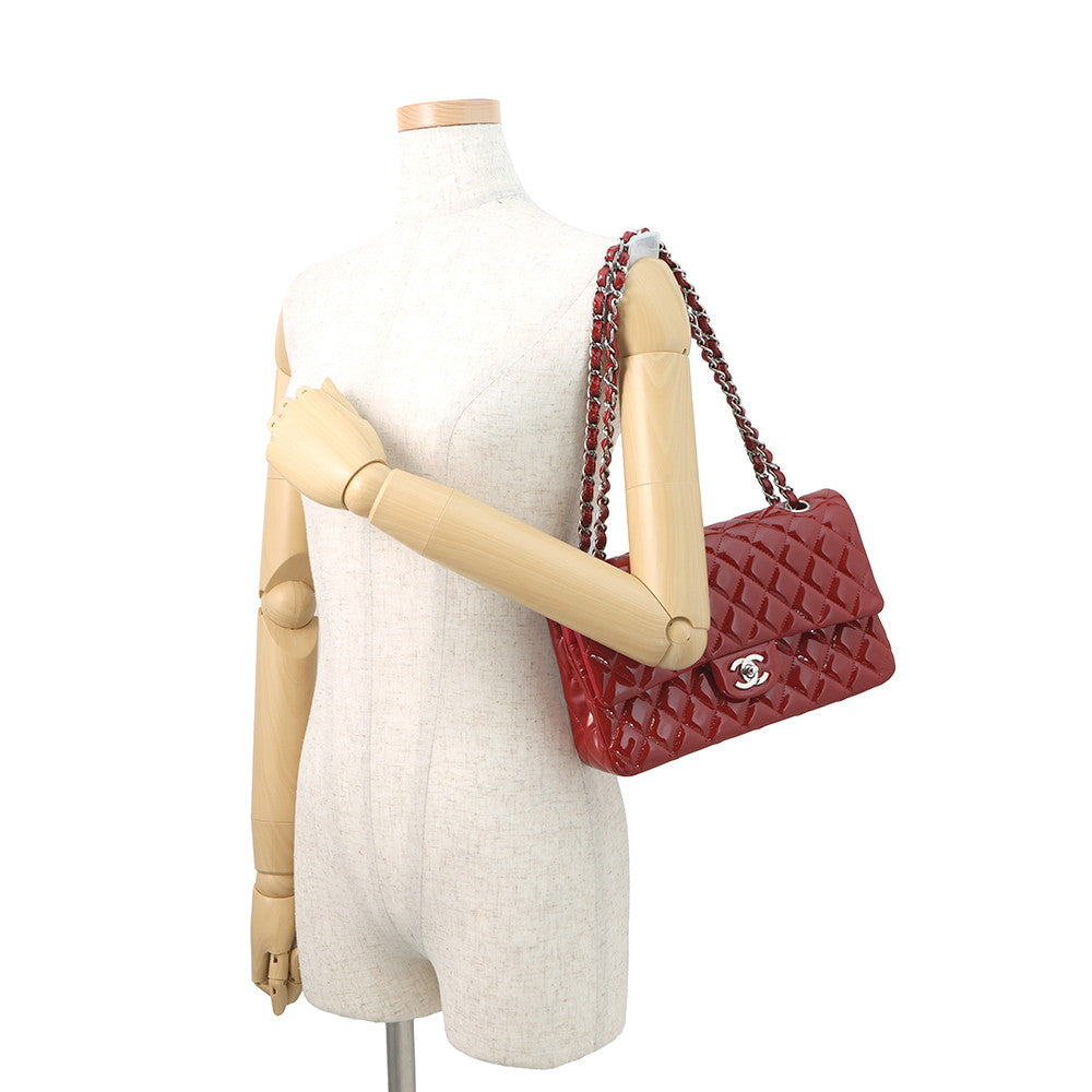 CHANEL Matelasse W Flap W Chain Shoulder RedA01112 Enamel Size 25
