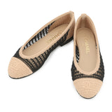CHANEL ballerina shoes Beige/BlackG46352 Raffia Size 37