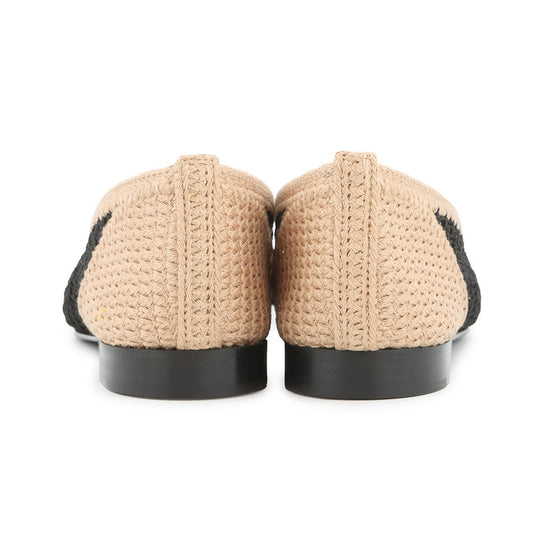 CHANEL ballerina shoes Beige/BlackG46352 Raffia Size 37