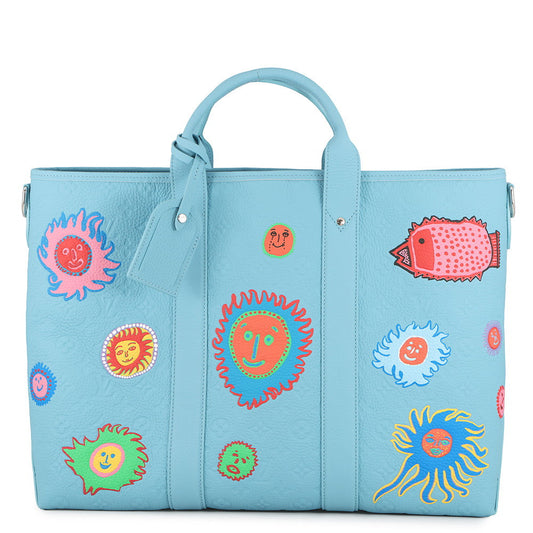 LOUIS VUITTON LVxYK Weekend Tote Blue/MulticolorM21717 Monogram?Taurillon Yayoi Kusama