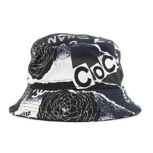 CHANEL Camellia bucket hat Size M Black/White Cotton 100%