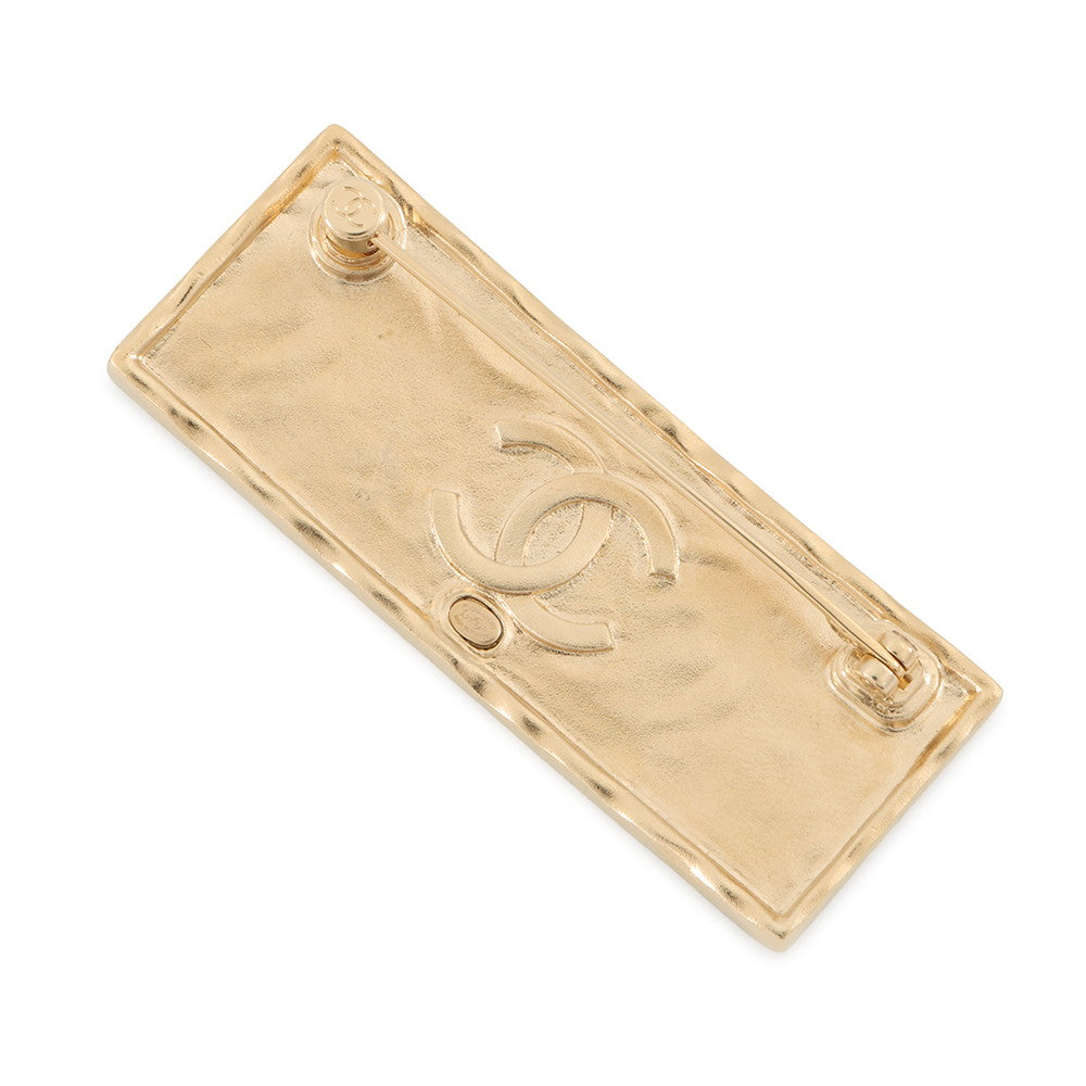 CHANEL Logo Brooch Black/GoldABA771 Metal