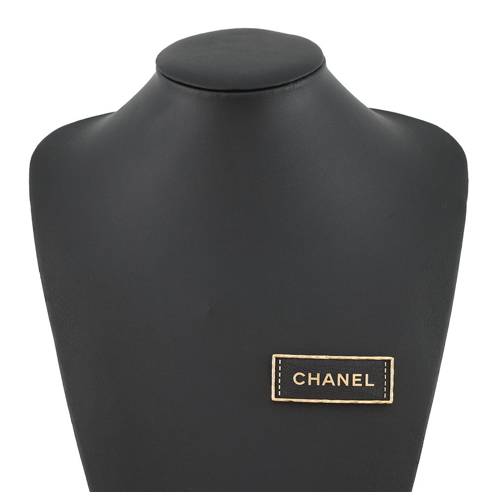 CHANEL Logo Brooch Black/GoldABA771 Metal
