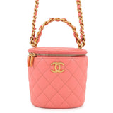 CHANEL Vanity Top Handle Shoulder Bag Pink Lambskin