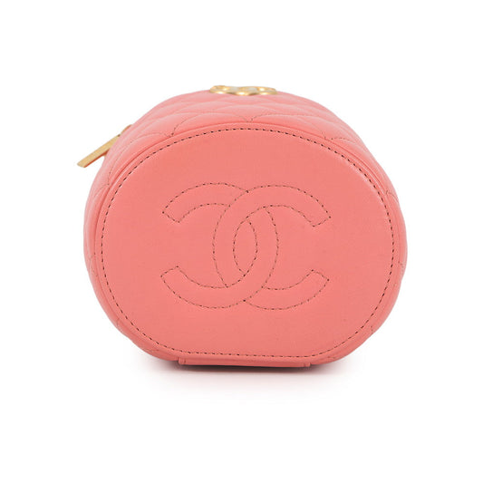 CHANEL Vanity Top Handle Shoulder Bag Pink Lambskin