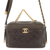 CHANEL CC Logo ChainShoulder Bag Brown Leather