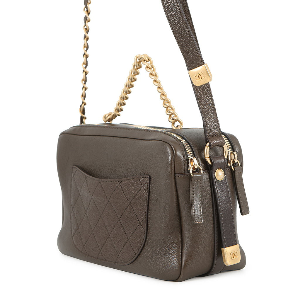 CHANEL CC Logo ChainShoulder Bag Brown Leather