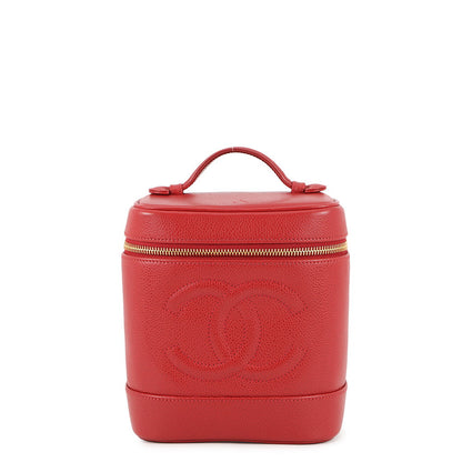 CHANEL CC Logo vanity bag RedA01998 Caviar Leather