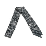 CHANEL Logo scarf Black/White Silk100%