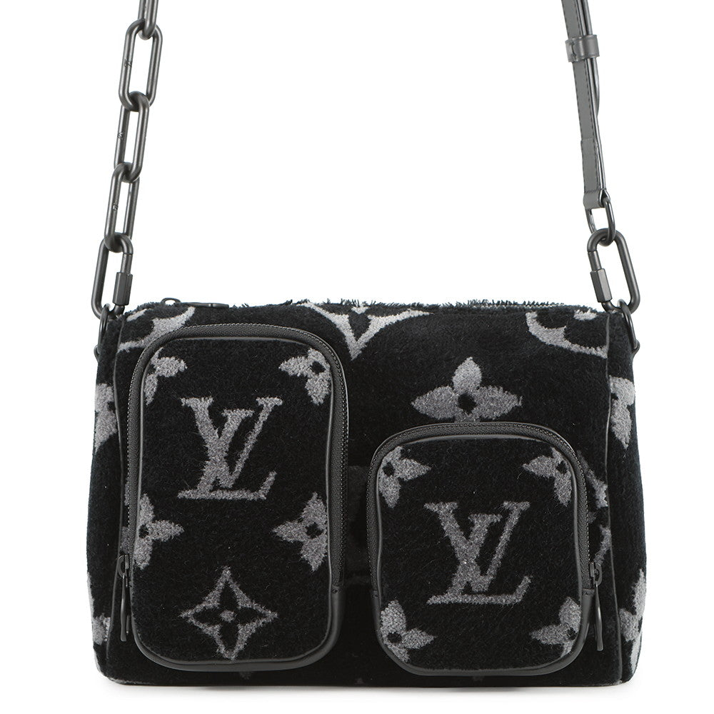 LOUIS VUITTON Keepall Bandouliere Virgil Abloh NoirM45438 Monogram Giant Eclipse Tufftage Calf Leather Size 25