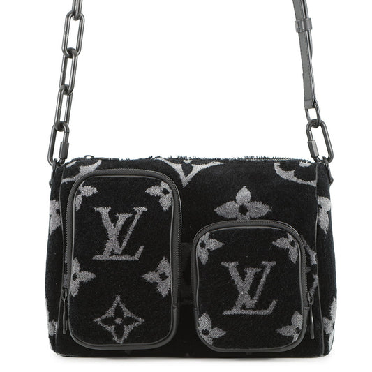 LOUIS VUITTON Keepall Bandouliere Virgil Abloh NoirM45438 Monogram Giant Eclipse Tufftage Calf Leather Size 25