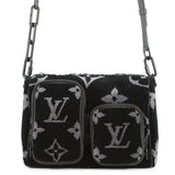 LOUIS VUITTON Keepall Bandouliere Virgil Abloh NoirM45438 Monogram Giant Eclipse Tufftage Calf Leather Size 25