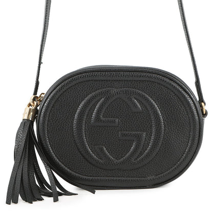 GUCCI Soho Interlocking G Shoulder Bag Black/Beige747779 Leather