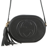 GUCCI Soho Interlocking G Shoulder Bag Black/Beige747779 Leather