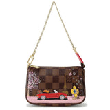 LOUIS VUITTON Mini Pochette Accessories Christmas Limited Edition RedN60259 Damier Ebene Canvas Vivienne