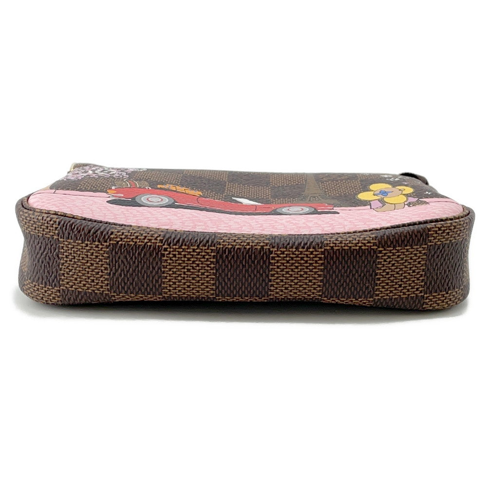 LOUIS VUITTON Mini Pochette Accessories Christmas Limited Edition RedN60259 Damier Ebene Canvas Vivienne