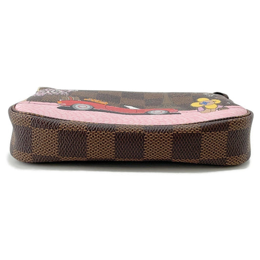 LOUIS VUITTON Mini Pochette Accessories Christmas Limited Edition RedN60259 Damier Ebene Canvas Vivienne