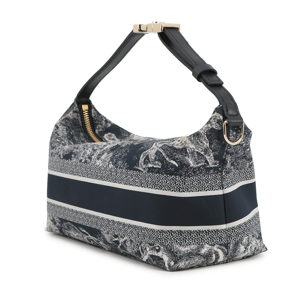 Dior Nomade Pouch Toile de Jouy Reverse NavyS5554OTEU Fabric Calf Leather