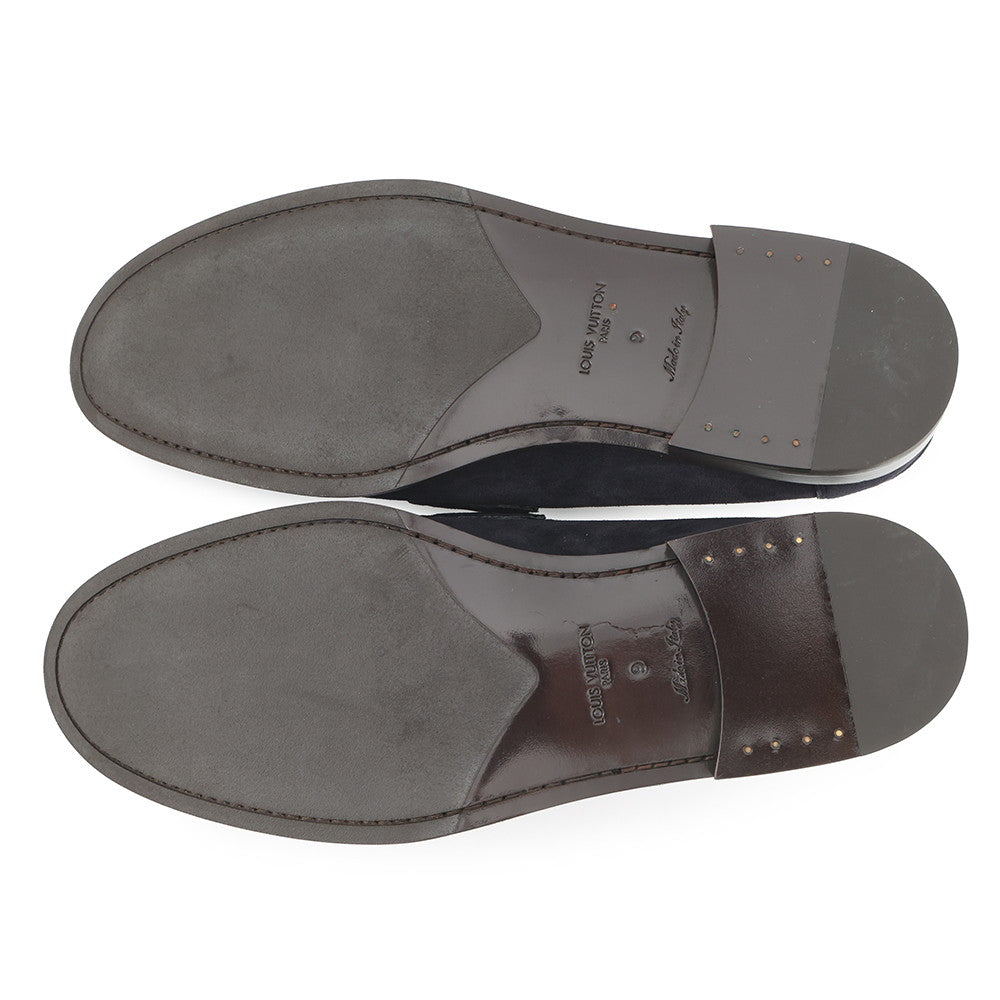 LOUIS VUITTON loafers Navy suede Size 9