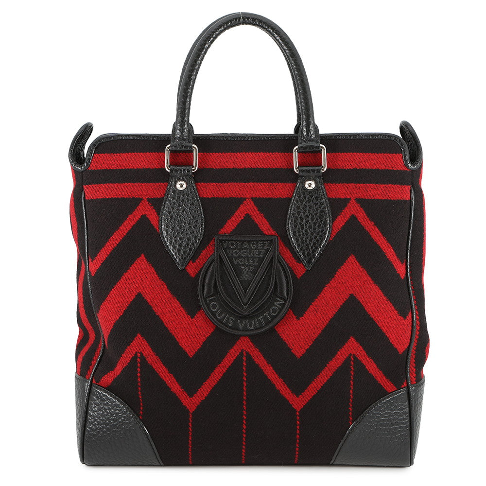 LOUIS VUITTON Cabas Vale Noir/RedM95241 Wool Leather