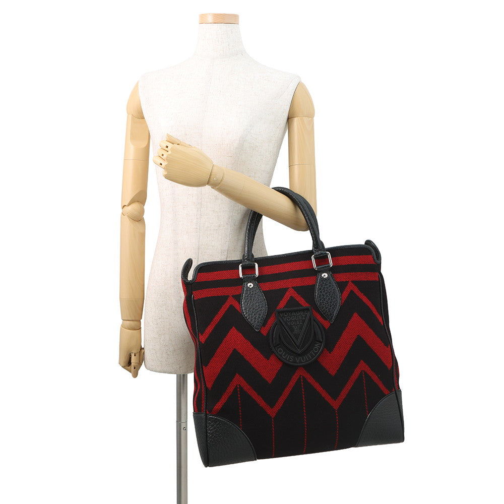 LOUIS VUITTON Cabas Vale Noir/RedM95241 Wool Leather