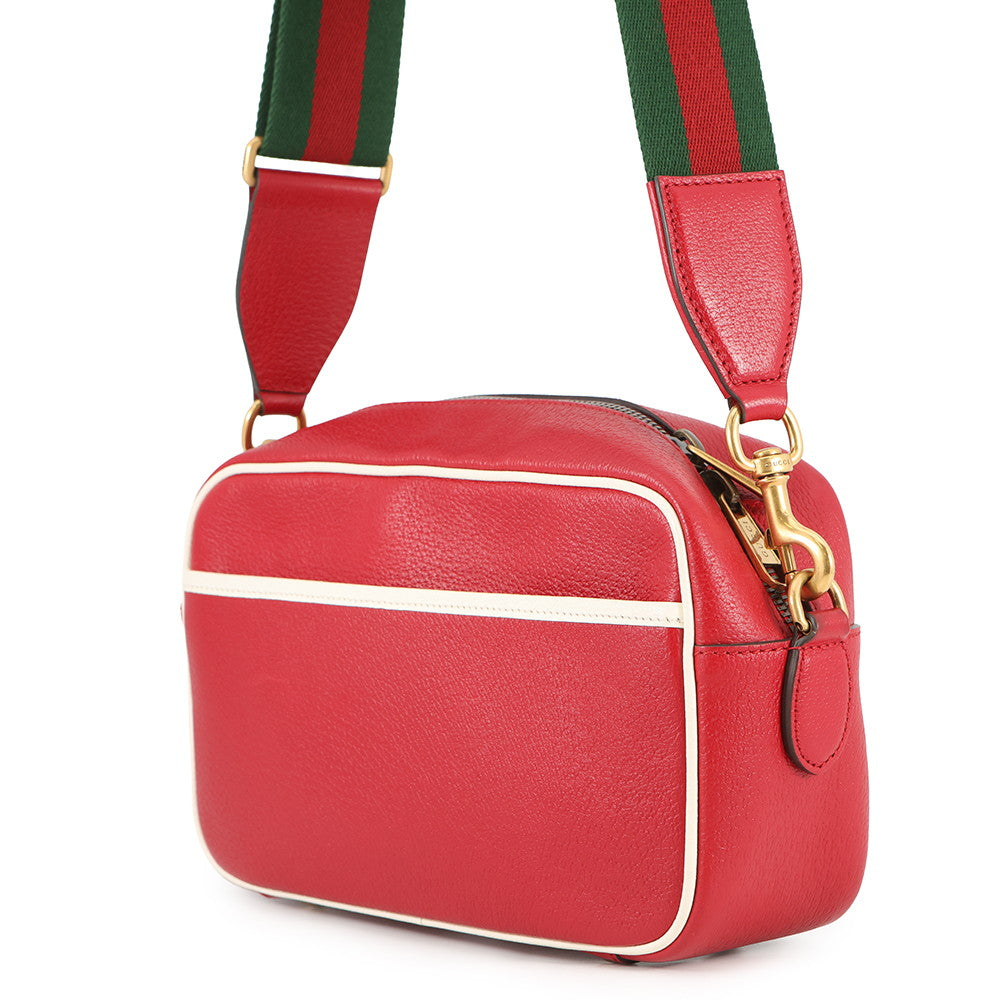 GUCCI Adidas Logo Shoulder Bag Red/White702427 Leather