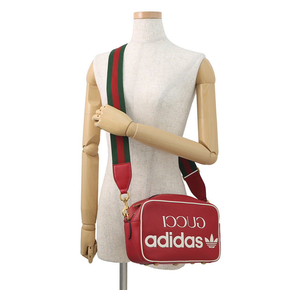 GUCCI Adidas Logo Shoulder Bag Red/White702427 Leather