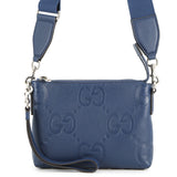 GUCCI jumbo GG messenger bag Navy761747 Leather Size Small